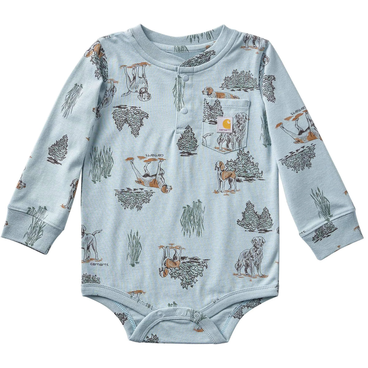 Boys' Long Sleeve Printed Henley Bodysuit (Baby)