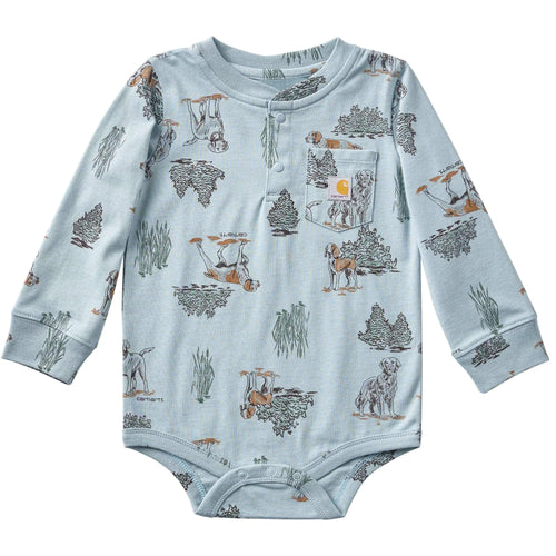 Boys' Long Sleeve Printed Henley Bodysuit (Baby)