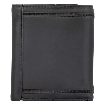 Leather Triple-Stitched Trifold Wallet