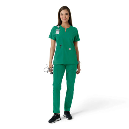 Women's Force Essentials Notch Neck Tunic Knit Panel Scrub Top