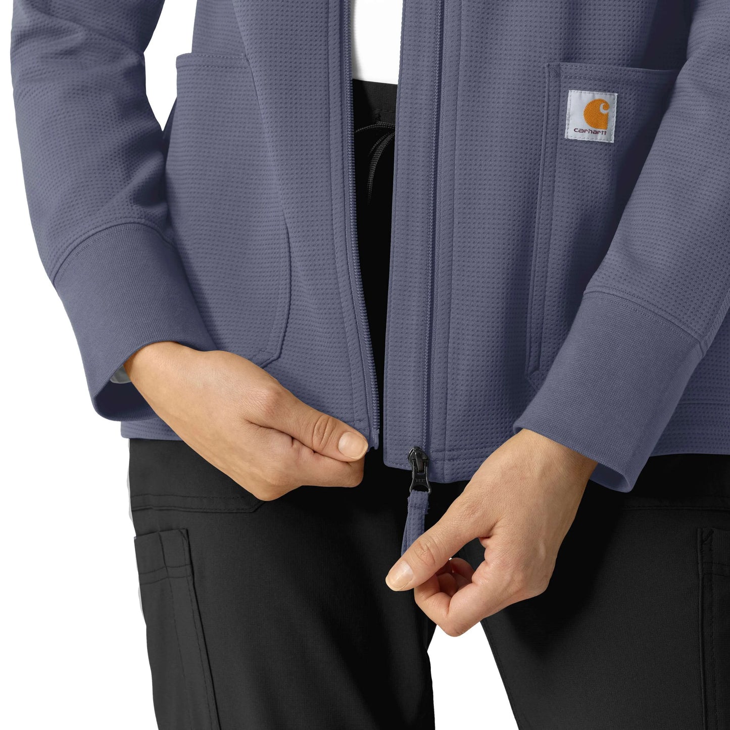 Women's Full Zip Waffle Scrub Hoodie