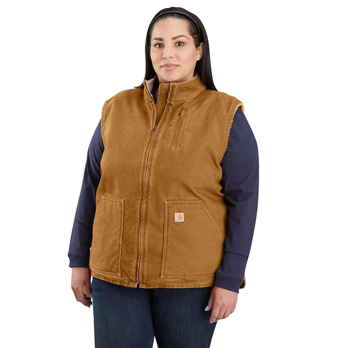 Women's Washed Duck Mock Neck Vest