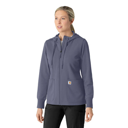 Women's Full Zip Waffle Scrub Hoodie