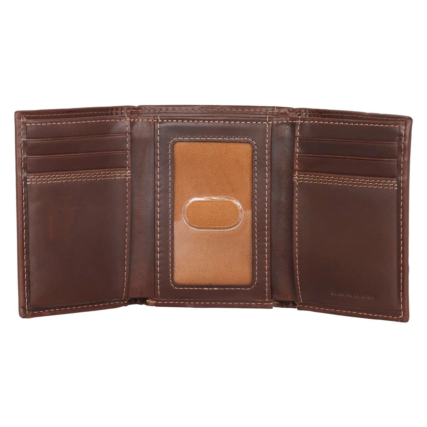 Leather Triple-Stitched Trifold Wallet