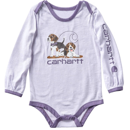 Girls' Long Sleeve Puppies Bodysuit (Baby)